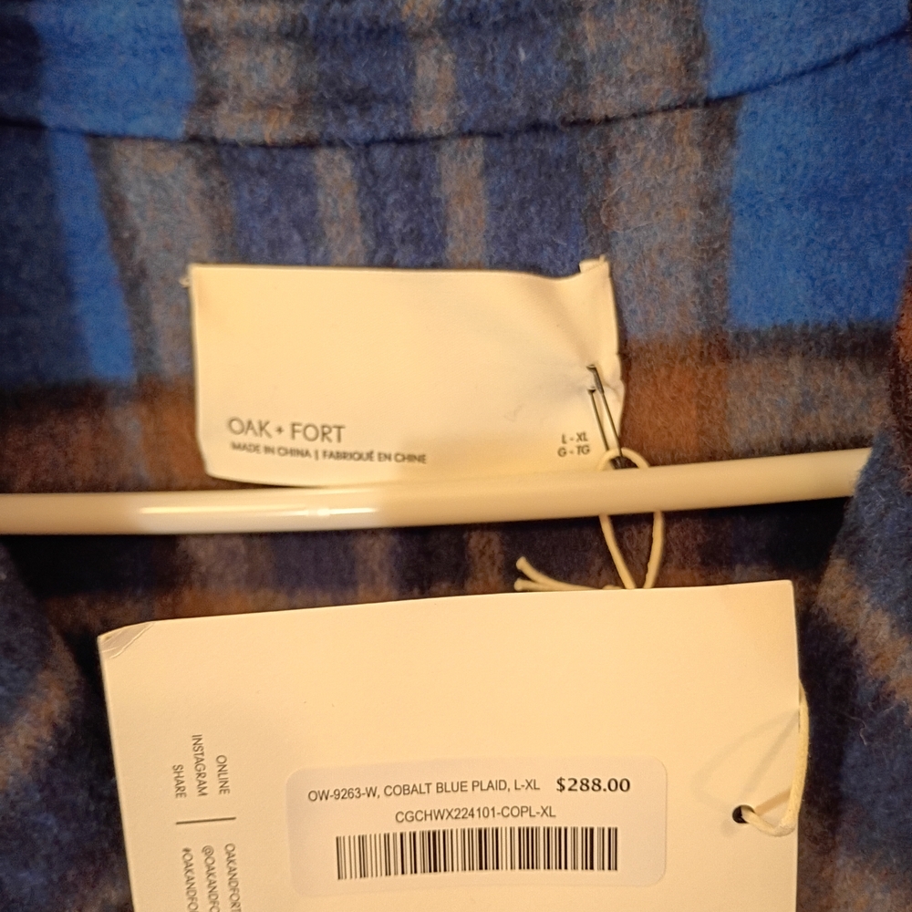 OAK + FORT oversized Plaid Wool Blend Coat - Picture 3 of 4